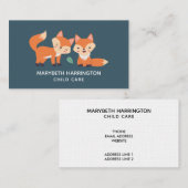 Carte De Visite Illustration graphique des renards orange mignons (Devant / Derrière)