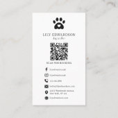 Carte De Visite Illustration mignonne Code QR empreinte de patte d (Dos)