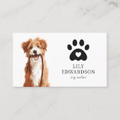 Carte De Visite Illustration mignonne Code QR pour promeneur de ch (Devant)