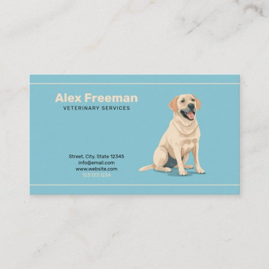 Carte De Visite Illustration moderne or et chien vert Vétérinaire (Devant)
