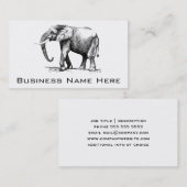 Carte De Visite Illustration noire d'un éléphant (Devant / Derrière)