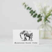 Carte De Visite Illustration noire d'un éléphant (Debout devant)