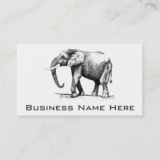 Carte De Visite Illustration noire d'un éléphant (Devant)