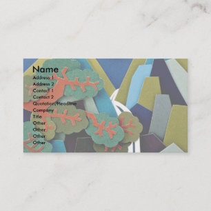 Carte De Visite Illustration papier, soleil et montagne