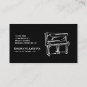 Carte De Visite Illustration Piano Noir et Blanc Professeur de mus (Dos)