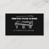 Carte De Visite Illustration Piano Noir et Blanc Professeur de mus (Devant)