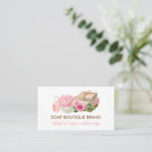 Carte De Visite Illustration rose Fabricant de savon artisanal art (Debout devant)
