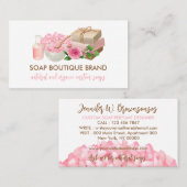 Carte De Visite Illustration rose Fabricant de savon artisanal art (Devant / Derrière)