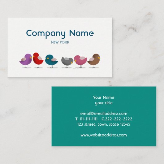 Carte De Visite Illustration simple des oiseaux mignons (Devant / Derrière)