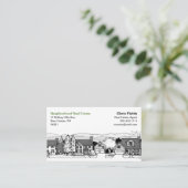 Carte De Visite Illustration simple en noir et blanc des maisons (Debout devant)