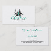Carte De Visite Illustration Turquoise et blanche moderne Aloe Ver (Devant / Derrière)