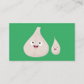 Carte De Visite Illustration végétale de caricature à l'ail mignon (Dos)