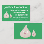 Carte De Visite Illustration végétale de caricature à l'ail mignon (Devant / Derrière)