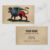Carte De Visite Illustration Vintage Griffin (Devant / Derrière)