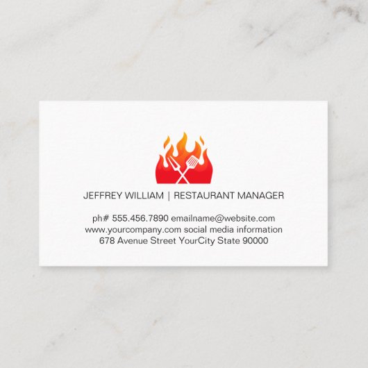 Carte De Visite Illustrations d'aliments barbecue | Restaurant (Dos)