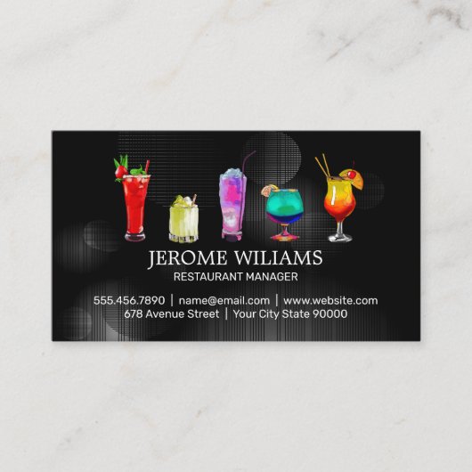 Carte De Visite Illustrations De Boissons De Cocktail (Devant)