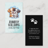 Carte De Visite Illustrations de chiot mignonne | Services animaux (Devant / Derrière)