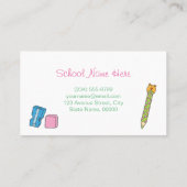 Carte De Visite Illustrations de crayon mignon de l'enseignant pré (Dos)