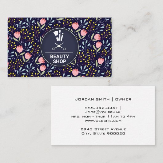 Carte De Visite Illustrations de fleurs naturelles (Devant / Derrière)