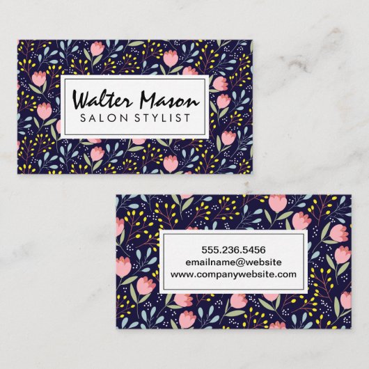 Carte De Visite Illustrations de fleurs naturelles (Devant / Derrière)