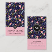 Carte De Visite Illustrations de fleurs naturelles / Monogramme (r (Devant / Derrière)