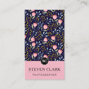 Carte De Visite Illustrations de fleurs naturelles / Monogramme (r