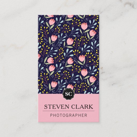 Carte De Visite Illustrations de fleurs naturelles / Monogramme (r (Devant)