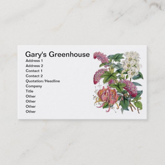 Carte De Visite Illustrations des plantes vintages (Devant)