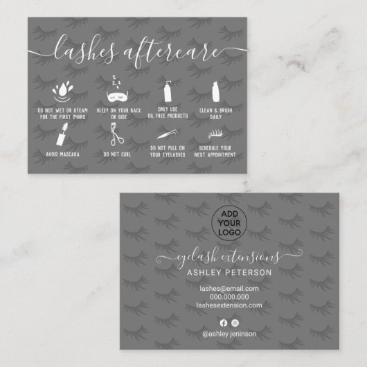 Carte De Visite Illustrations grises des cils élégants (Devant / Derrière)
