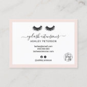 Carte De Visite Illustrations rose pâle et élégante sur les cils p (Dos)