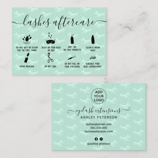 Carte De Visite Illustrations vertes en vert menthe (Devant / Derrière)