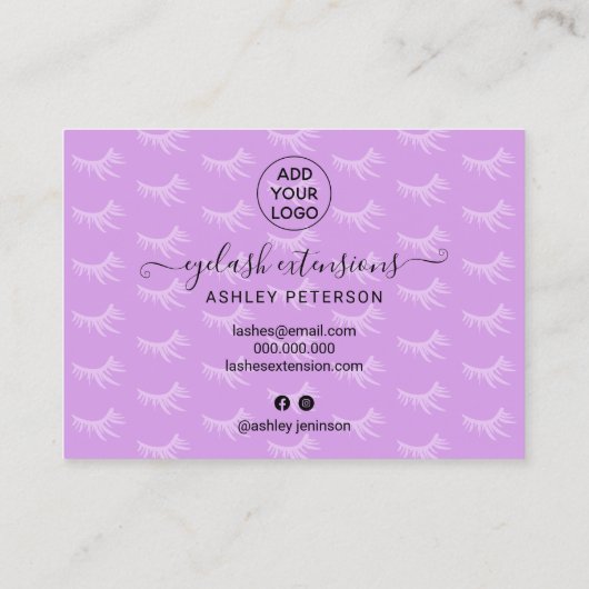 Carte De Visite Illustrations violettes de lashes (Dos)