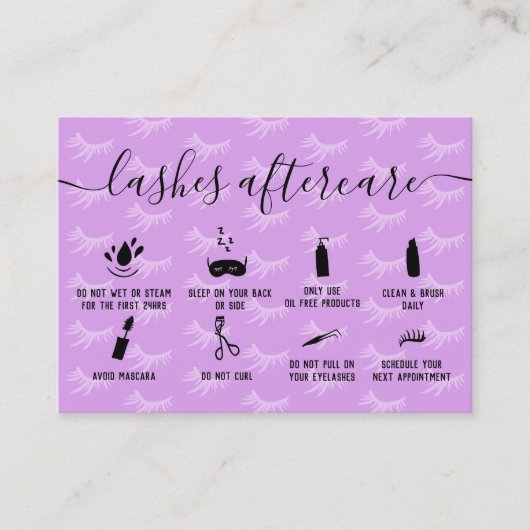 Carte De Visite Illustrations violettes de lashes (Devant)