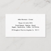 Carte De Visite Image Businesscards de magasin de beignet (Dos)