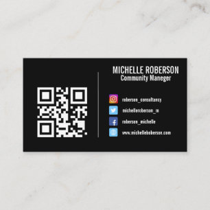Carte De Visite Image colorée des médias sociaux QR ou logo