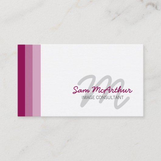 Carte De Visite Image Consultant Beauté Couleur Cursive Monogramme (Devant)