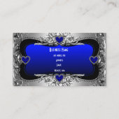 Carte De Visite Image de cœurs élégants Blue Silver Diamond (Dos)