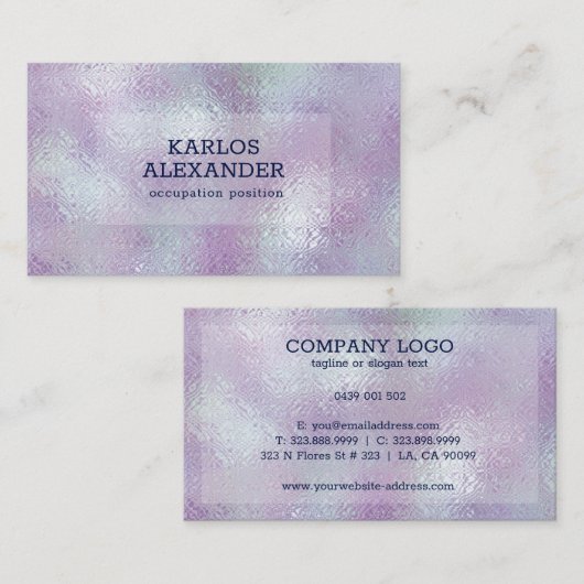 Carte De Visite Image de l'arrière - plan en verre Iridescente arg (Devant / Derrière)