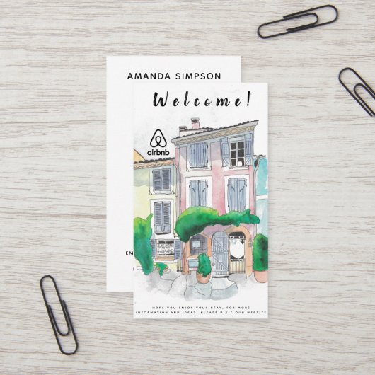 Carte De Visite Image de location de maison et logo Airbnb (Devant/Arrière en situation)