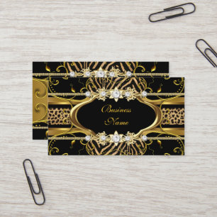 Carte De Visite Image de look bijou zèbre léopard noir or