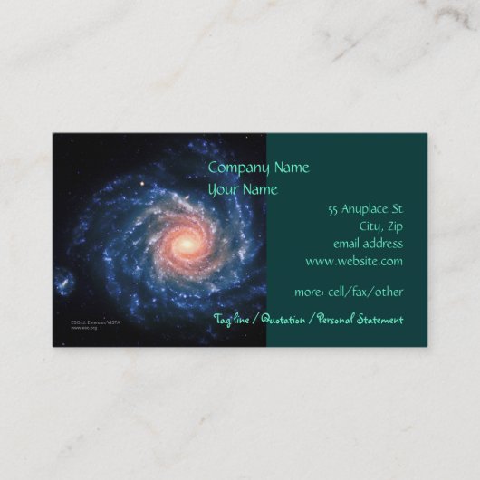 Carte De Visite Image d'espace extra-atmosphérique de la galaxie (Devant)