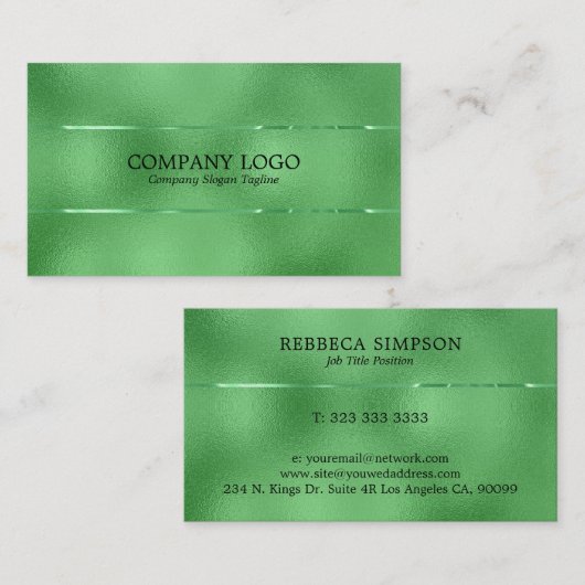 Carte De Visite Image du faux verre irisé vert chatoyant (Devant / Derrière)