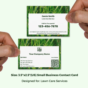 Carte De Visite Image Grass personnalisée Green White Logo CTA Lis