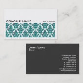 Carte De Visite Image longue 0123 - Moss Green Damask Pattern (Devant / Derrière)