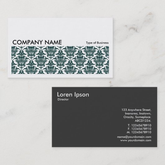 Carte De Visite Image longue 0124 - Damas vert foncé (Devant / Derrière)