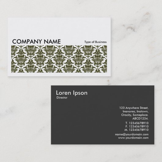 Carte De Visite Image longue 0129 - Damas d'olive foncée (Devant / Derrière)