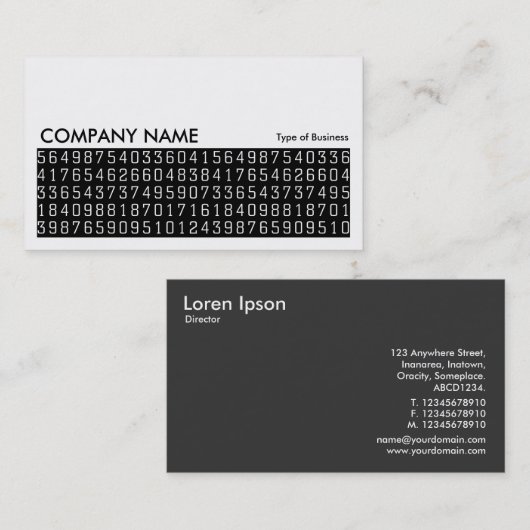 Carte De Visite Image longue 0268 - Numéros aléatoires (Devant / Derrière)