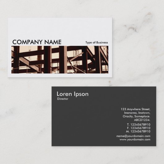 Carte De Visite Image longue 06 - Construction de cadres en acier (Devant / Derrière)