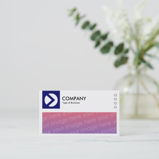 Carte De Visite Image longue - Logo et panneau v2 - bleu marine fo (Debout devant)