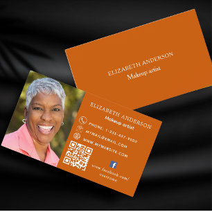 Carte De Visite Image orange brûlée Qr code social Facebook icône